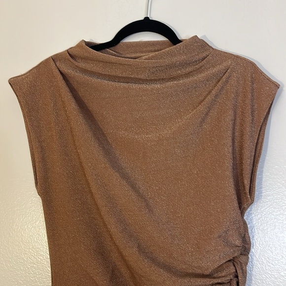 Dress Forum | New mocha & silver fitted maxi dress w/slit Women’s size L sparkly - Picture 2 of 10